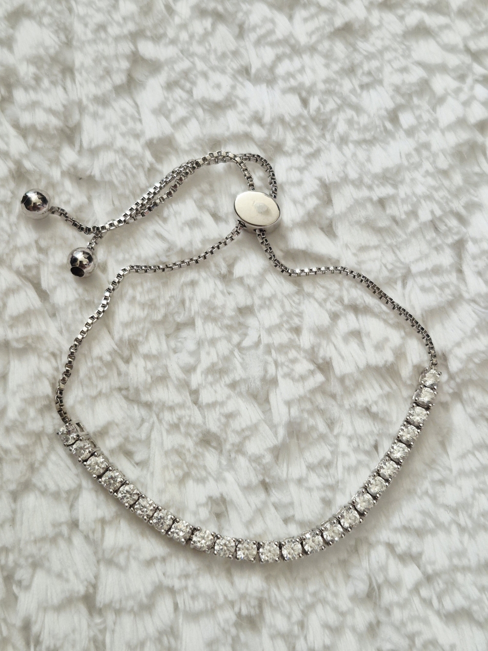Sterling Silver CZ Solitaire Adjustable Tennis Bracelet